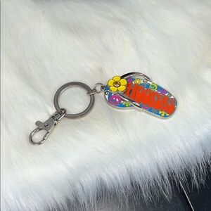 Colorful Hooters Keychain with Flower Flip Flop Charm